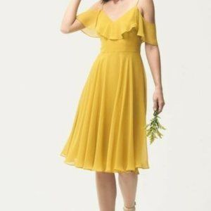 BHLDN / Jenny Yoo yellow chiffon bridesmaid dress